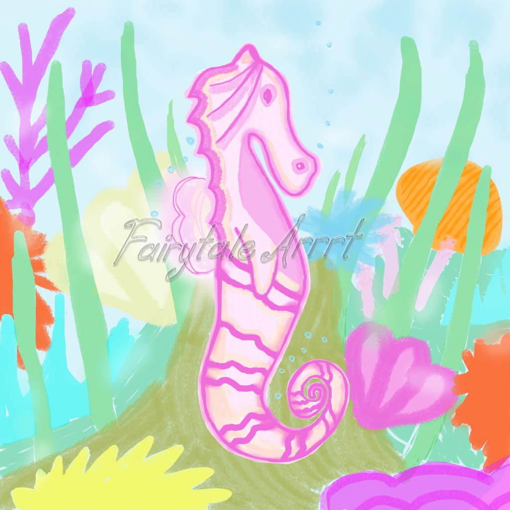 colorful seahorse in the coral reef