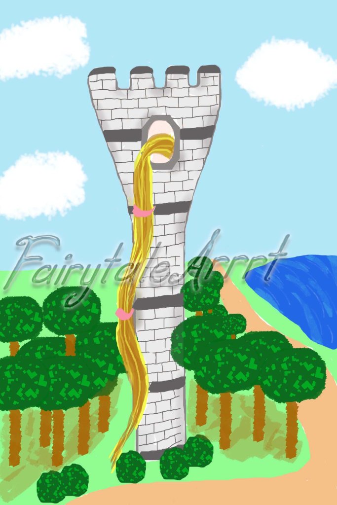 Rapunzel princess tower drawing art