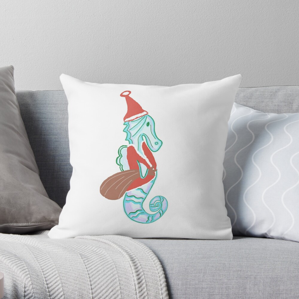 Christmas seahorse pillow