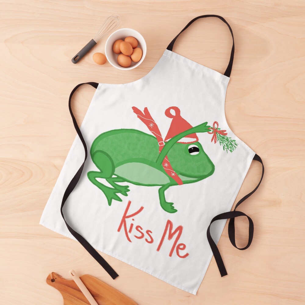 Christmas frog kiss apron