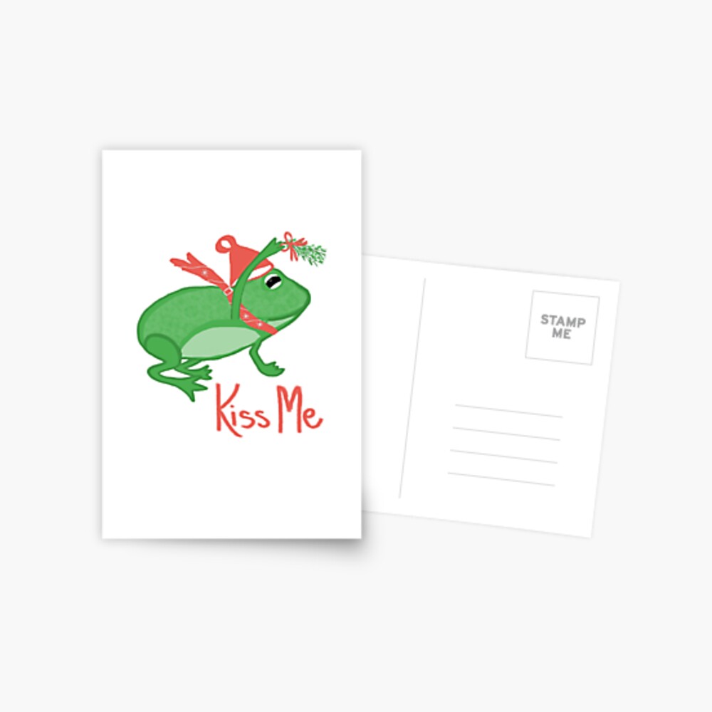Christmas frog kiss postcard