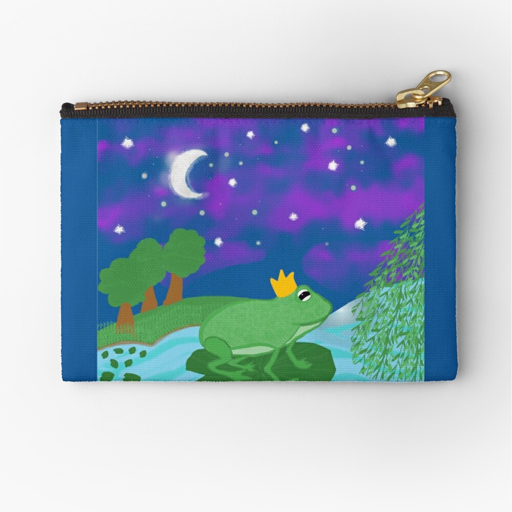 frog prince at lake zipper pouch