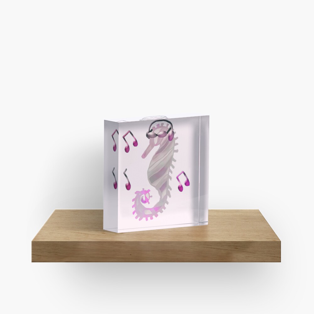 purple music seahorse acrylic block