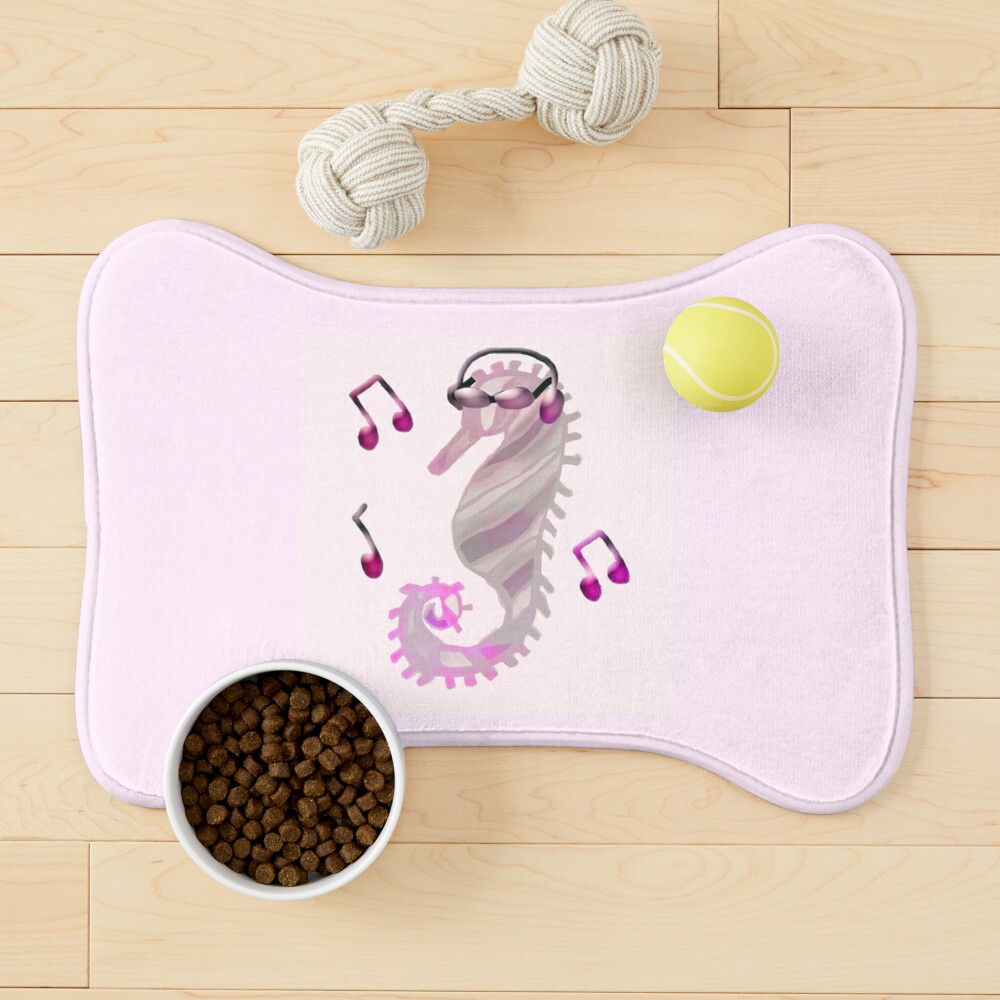 purple music seahorse dog mat