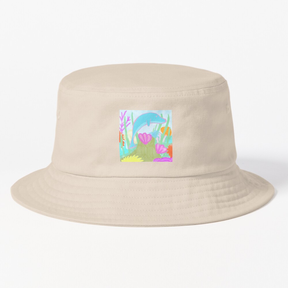 dolphin coral reef bucket hat